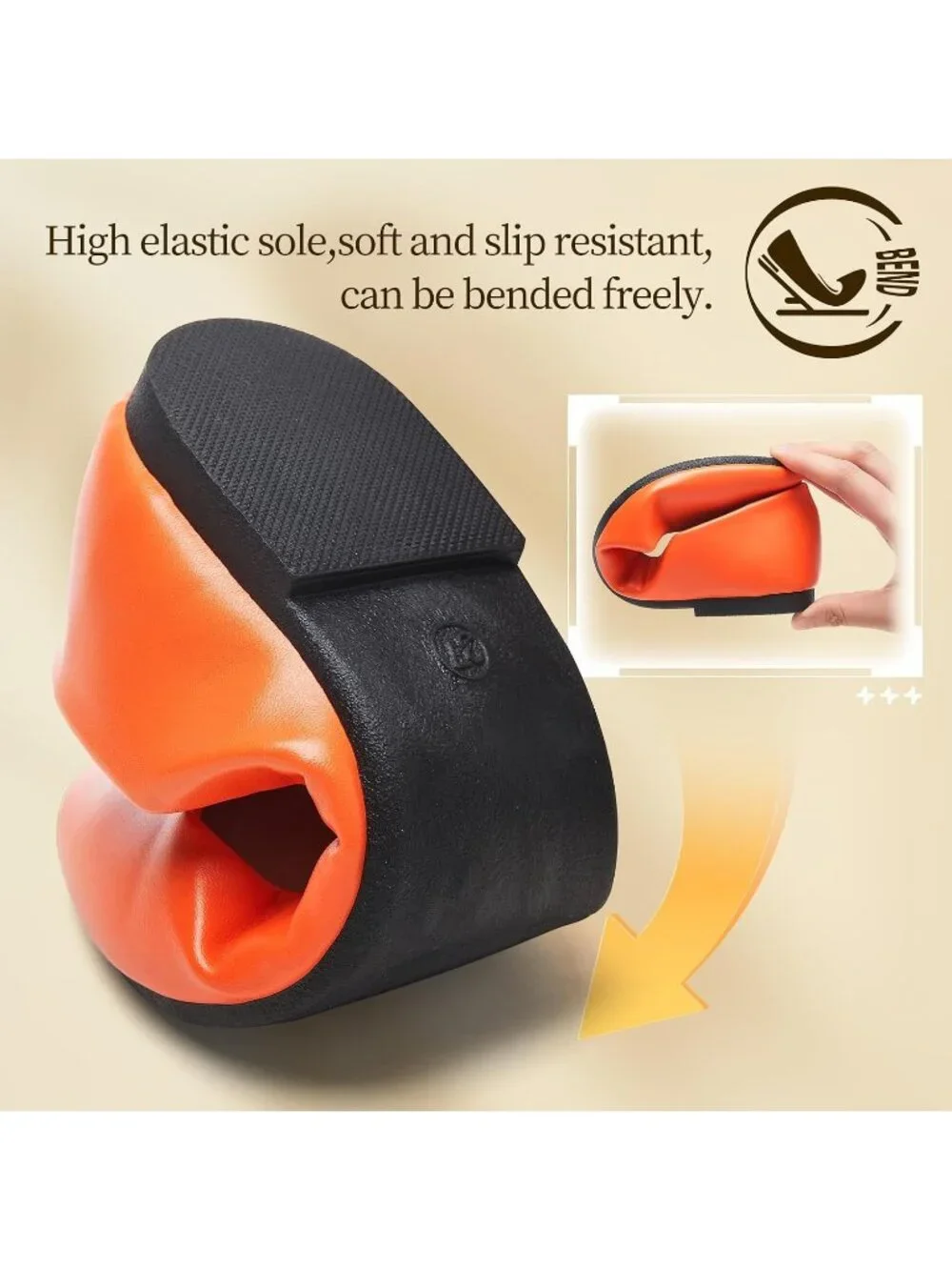 Women's Orange PU Leather Comfortable Ballet Flat Slip on Round Toe Casual Shoes